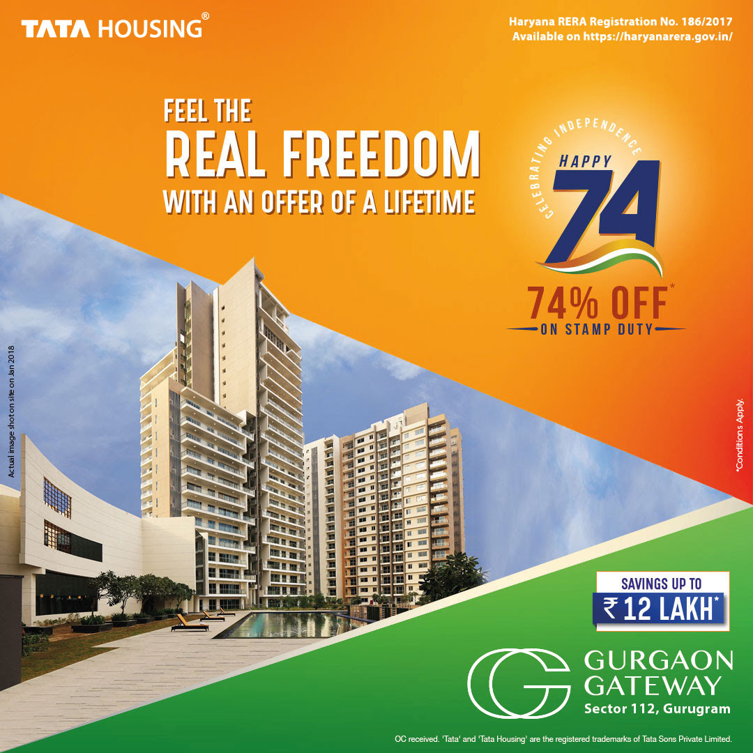 Happy 74% off on stamp duty at Tata Gurgaon Gateway, Gurgaon