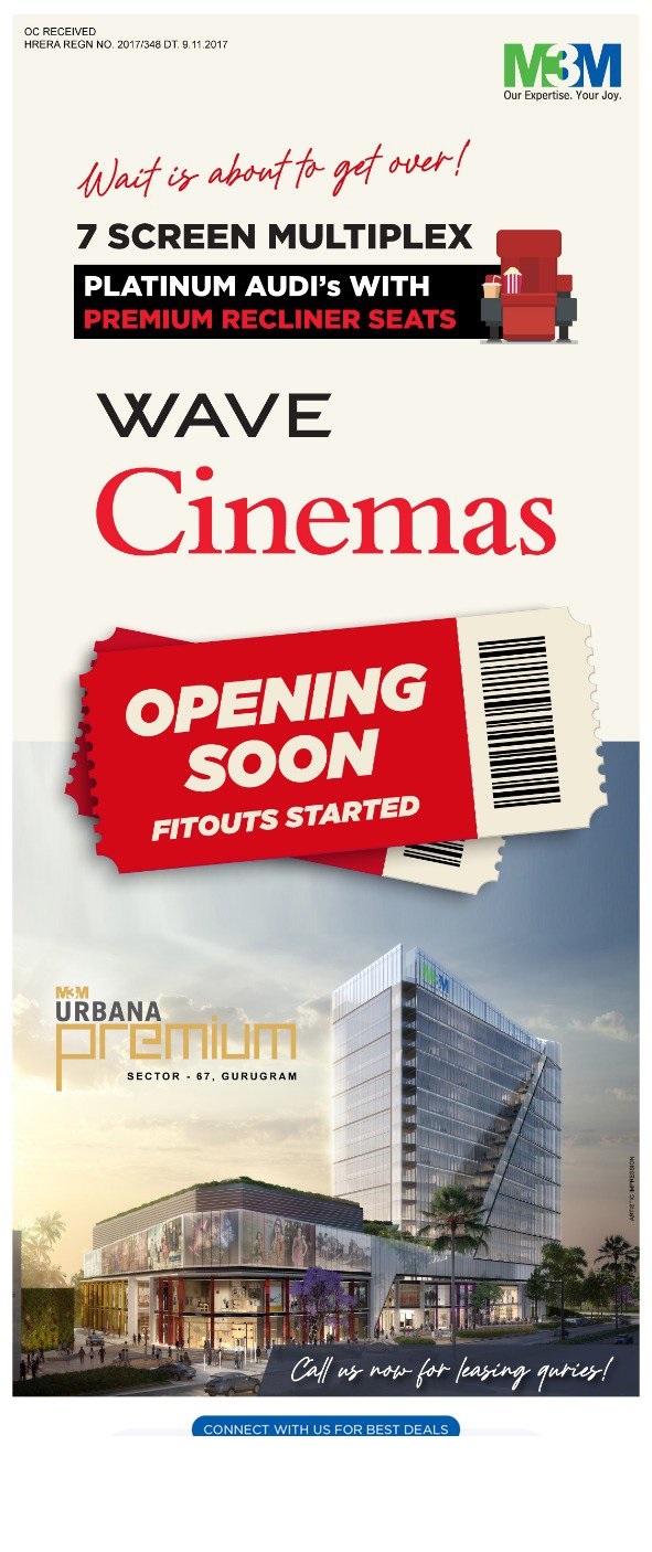 Wave cinemas opening soon at M3M Urbana Business Park in Gurgaon