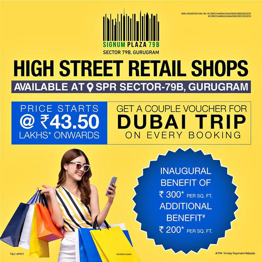 High street retail shops Rs 43.50 Lac onwards at Signature Global Signum Plaza 79B, Gurgaon