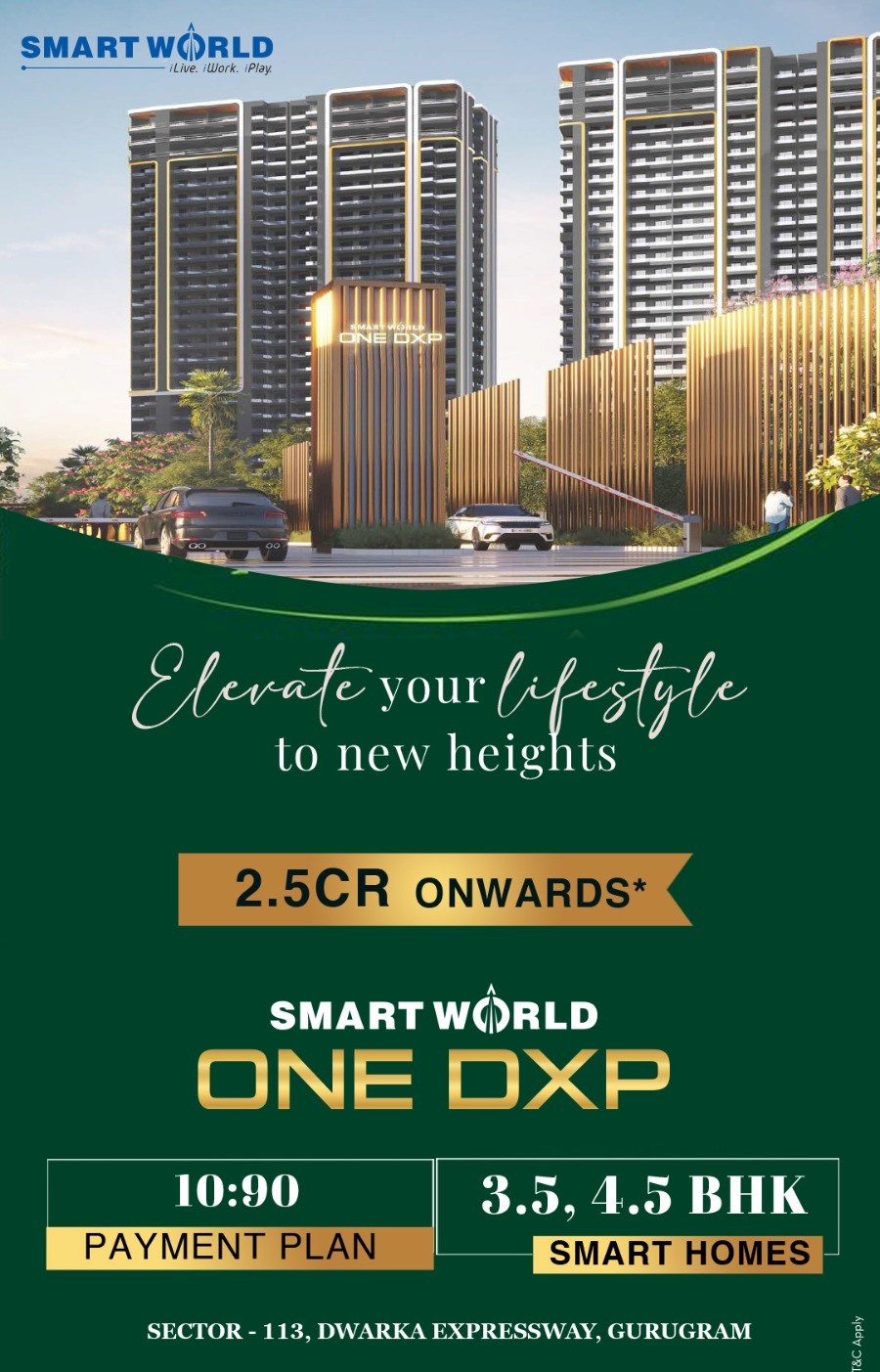 The residential property offers an extraordinary front room and utility including modular kitchens and terraces at Smart World One DXP, Gurgaon