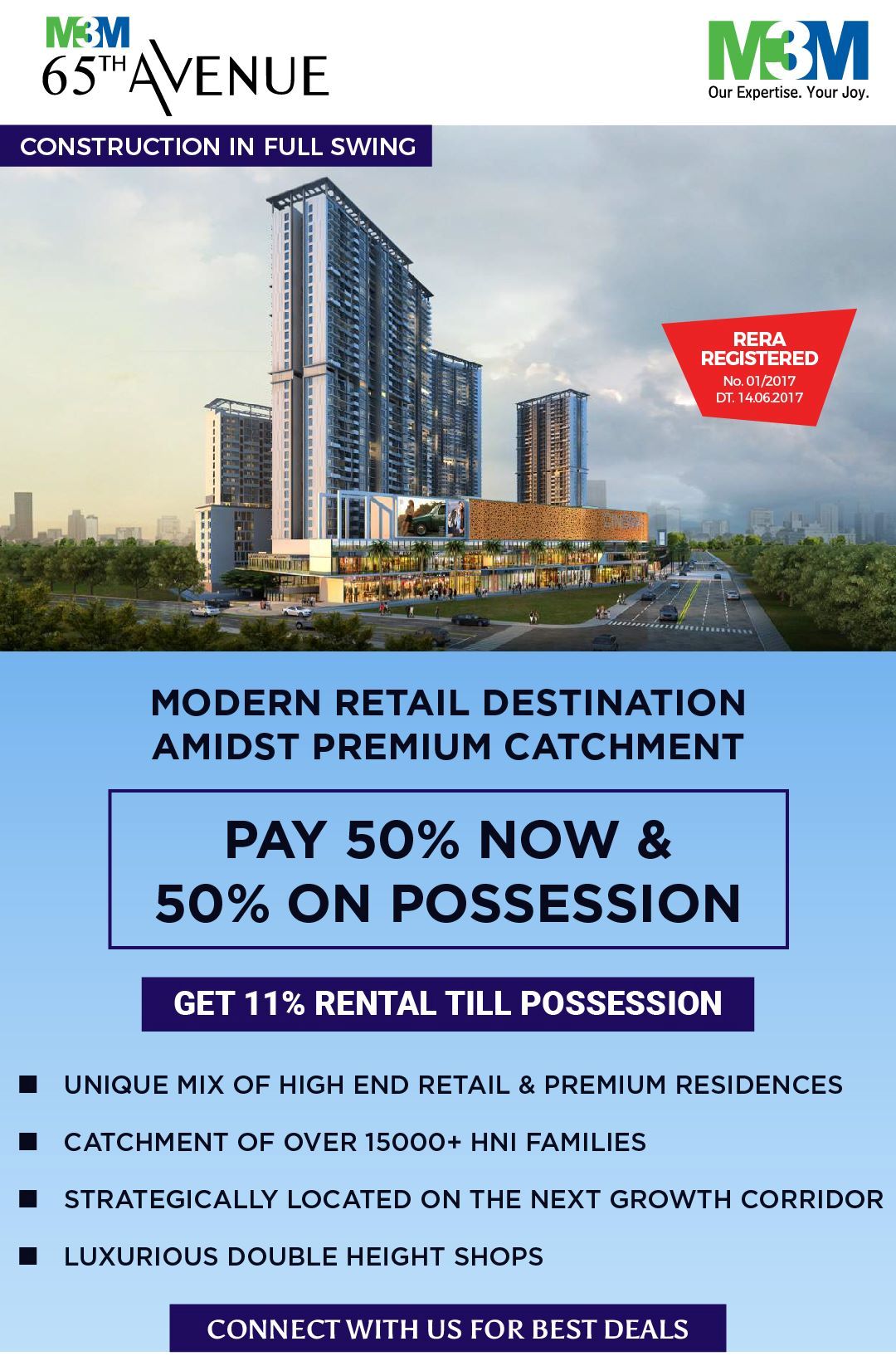 Pay 50% now & 50% on possession at M3M 65th Avenue in Gurgaon