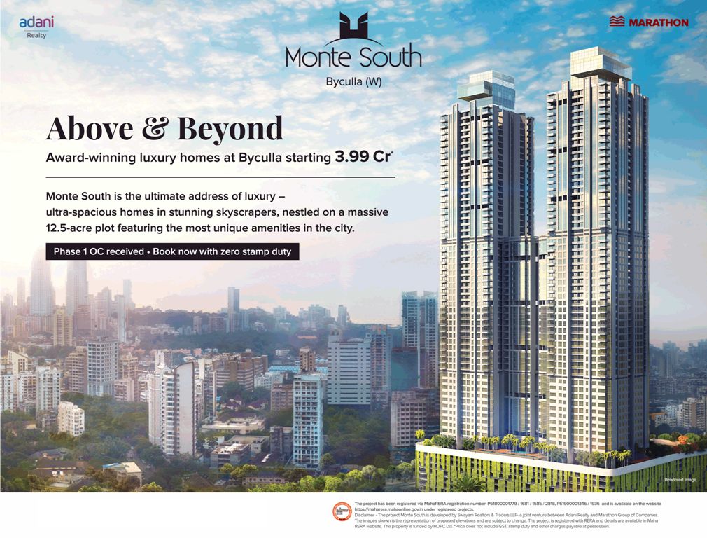 Award-winning luxury homes price starting Rs 3.99 Cr at Monte South in Byculla, Mumbai Update