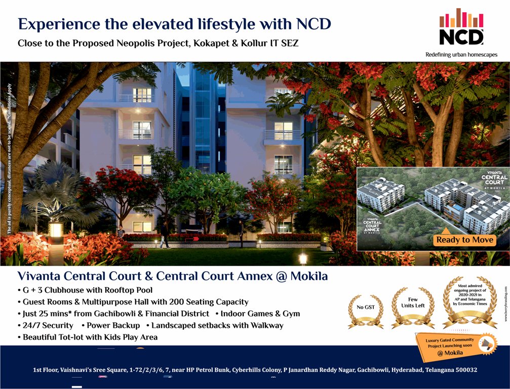Ready to move 2 & 3 BHK apartments  at NCD Vivanta Central Court, Hyderabad Update