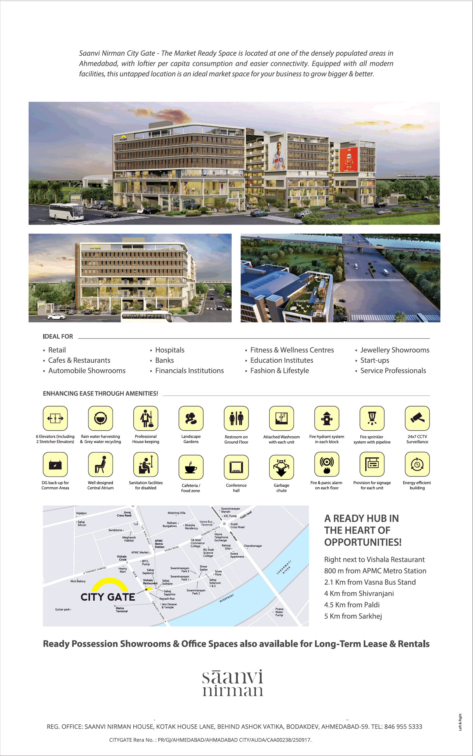Ready Possession Showrooms & Office Spaces at Saanvi Nirman City Gate, Ahmedabad