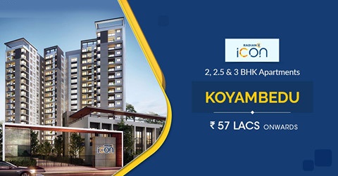 Buy 2, 2.5 & 3 bhk apartments at Rs. 57 lakhs at Radiance Icon in Chennai