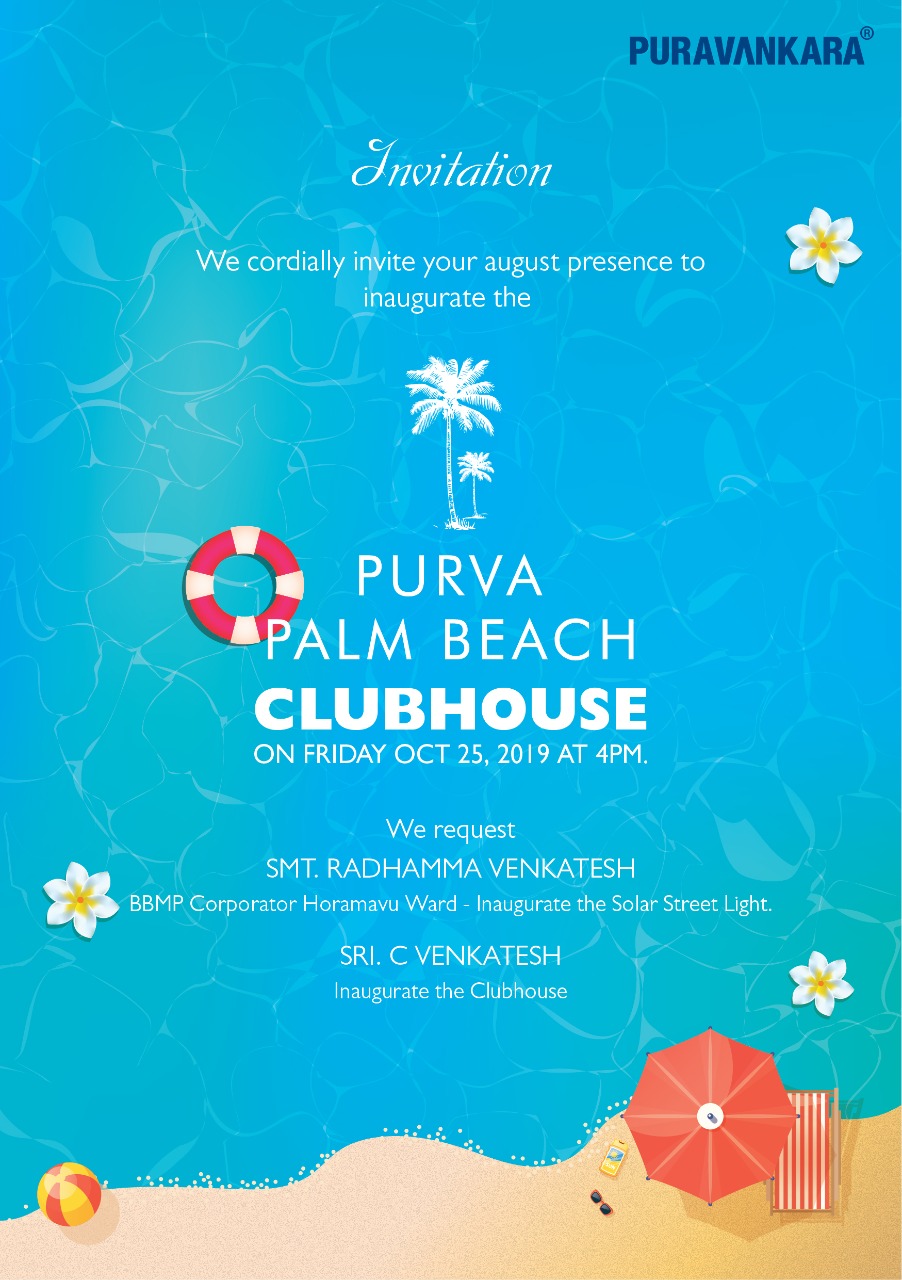 Inaugurated clubhouse at Purva Palm Beach in Bangalore Update