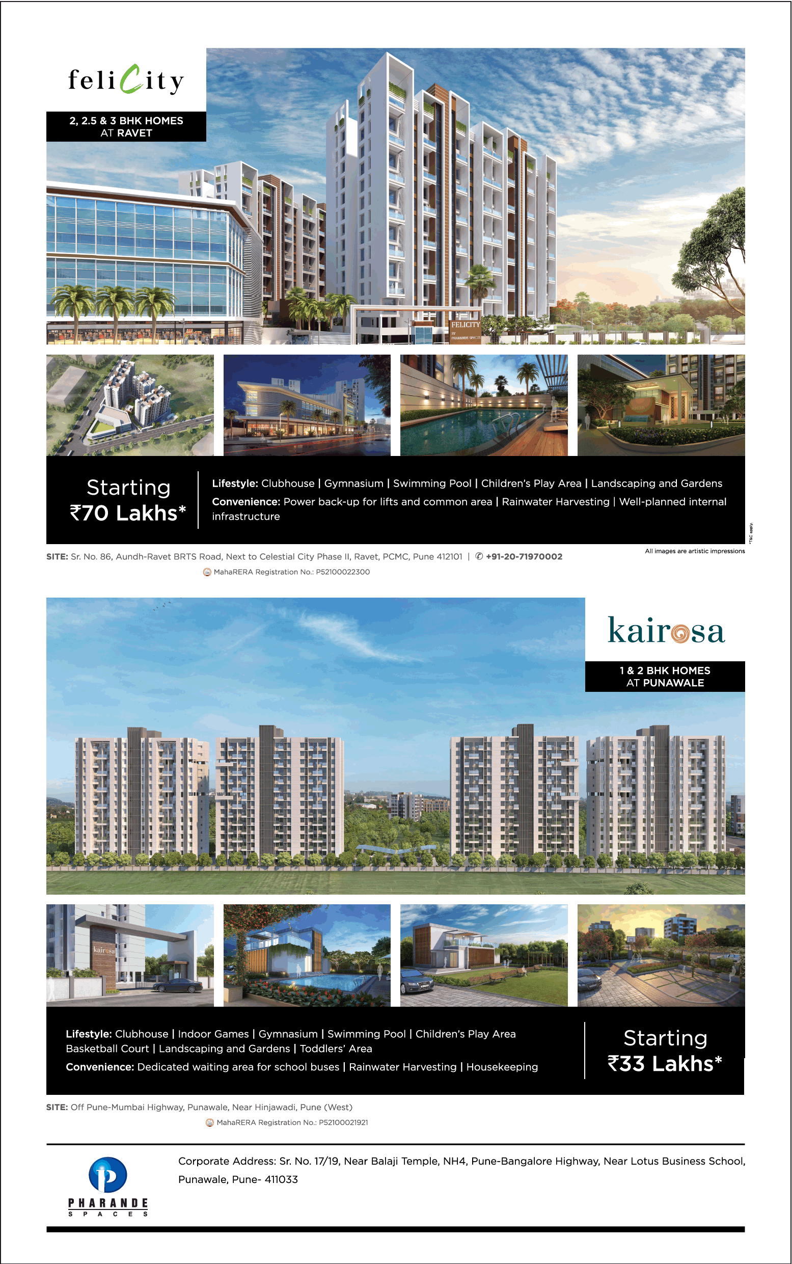 2, 2.5 and 3 BHK homes at Pharande Felicity, Pune