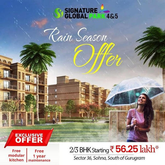 Rain season offer 2 and 3 BHK floors Rs 56.25 Lac at Signature Global Park 4 & 5, Sauth of Gurgaon