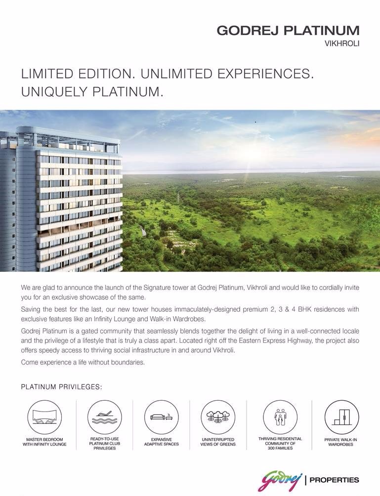 Godrej Properties launches the Signature tower at Godrej Platinum in Mumbai