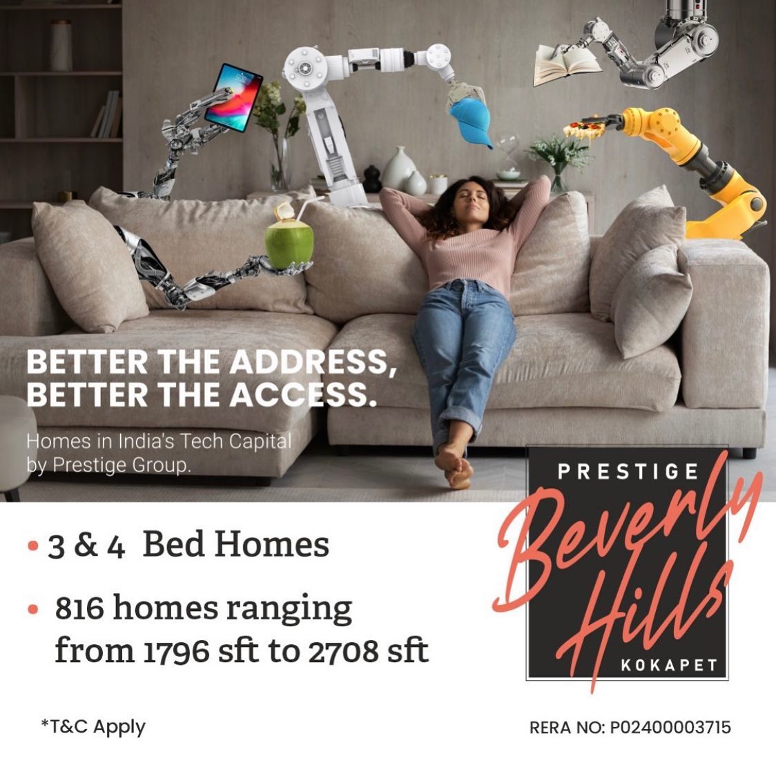 Book 3 & 4 bed homes  at Prestige Beverly Hills in Kokapet, Hyderabad