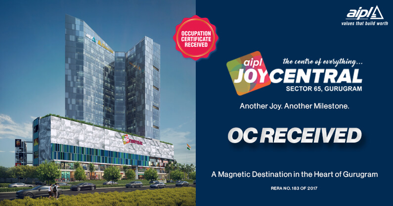 Occupancy certificate received at Aipl Joy Central in Sector 65, Gurgaon