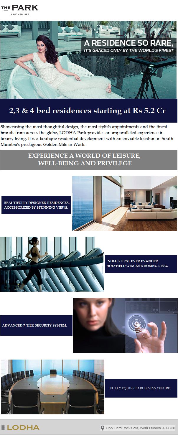 Lodha The Park is accessorized with stunning views and world class amenities Update
