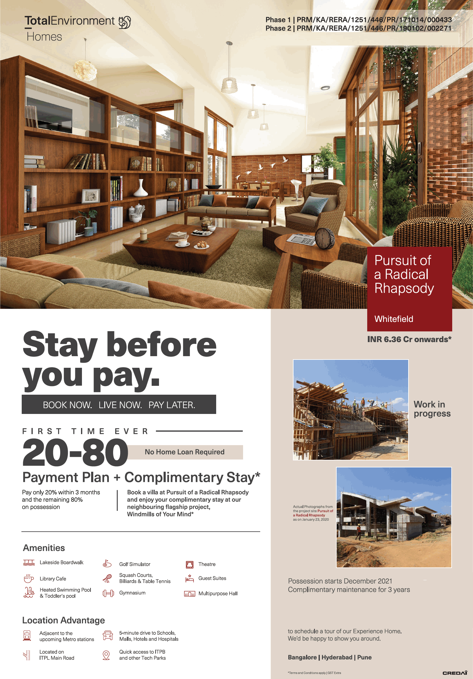 20:80 payment plan at Total Environment Pursuit of a Radical Rhapsody in Bangalore Update