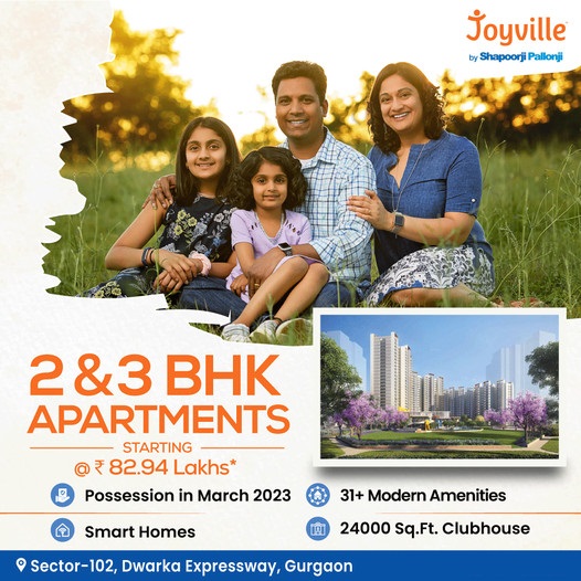 Book 2 and 3 BHK apartments Rs 82.94 Lac at Shapoorji Pallonji Joyville in Sec 102, Gurgaon
