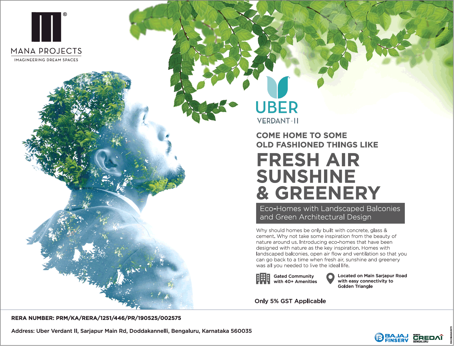 Eco-homes with landscaped balconies and green architectural design at Mana Uber Verdant 2, Bangalore