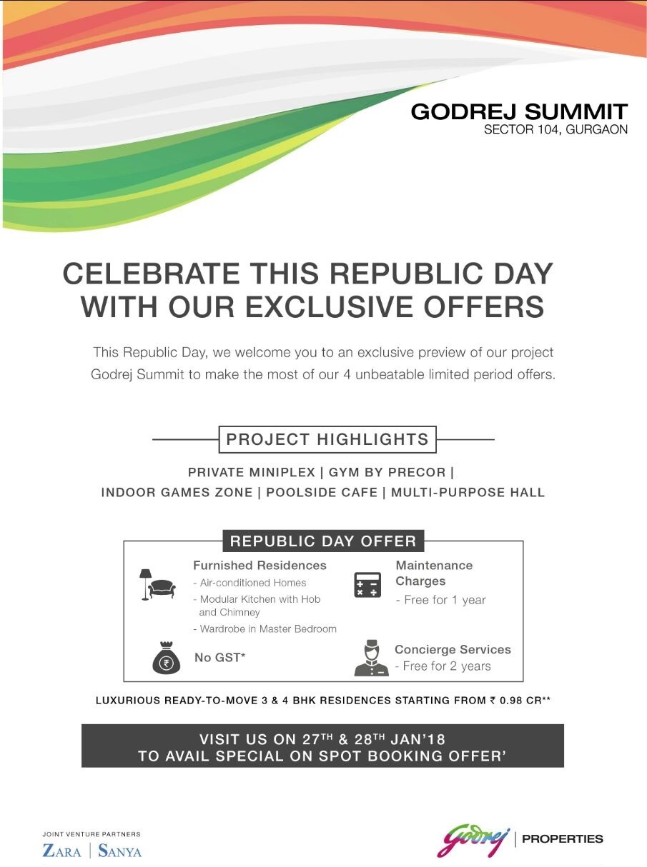 Celebrate this Republic Day with exclusive offers at Godrej Summit in Gurgaon