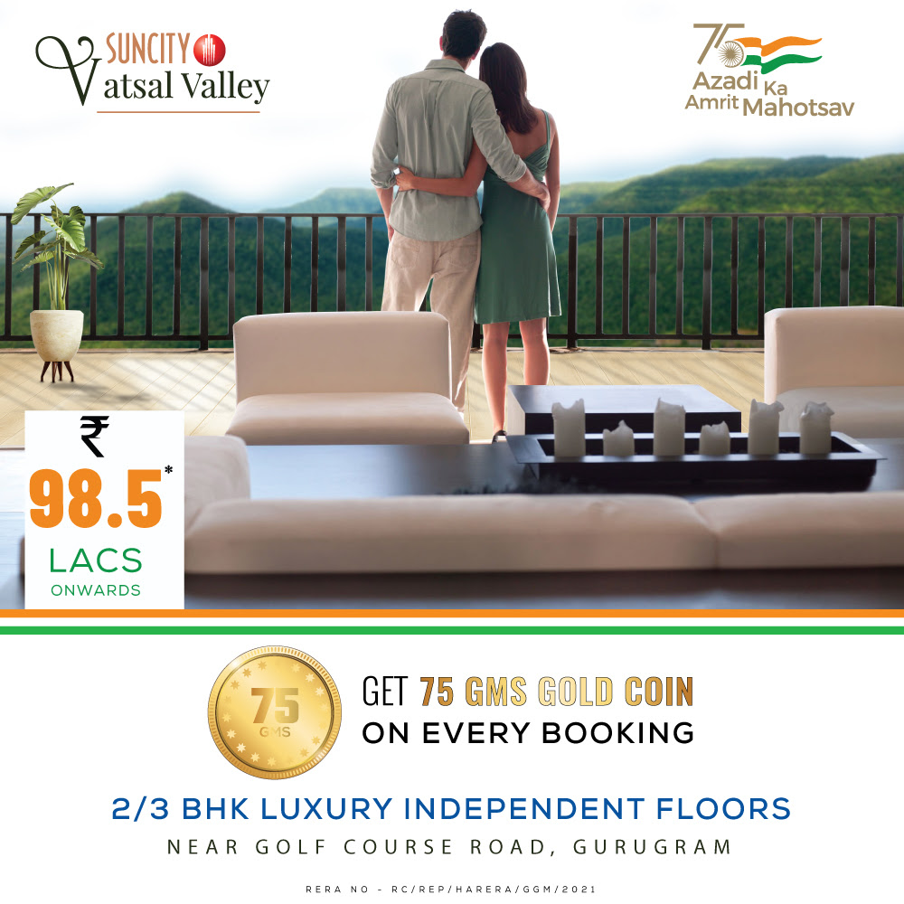Suncity Vatsal Valley low rise floors 2/3 BHK Rs 96 Lacs and get 75gm gold coin on booking