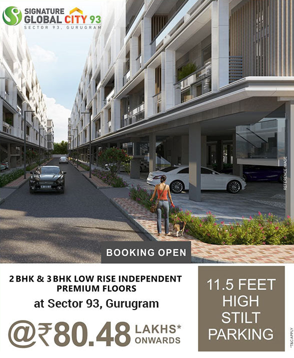 Presenting 11.5 feet high stilt parking at Signature Global City 93 in Sector 93, Gurgaon