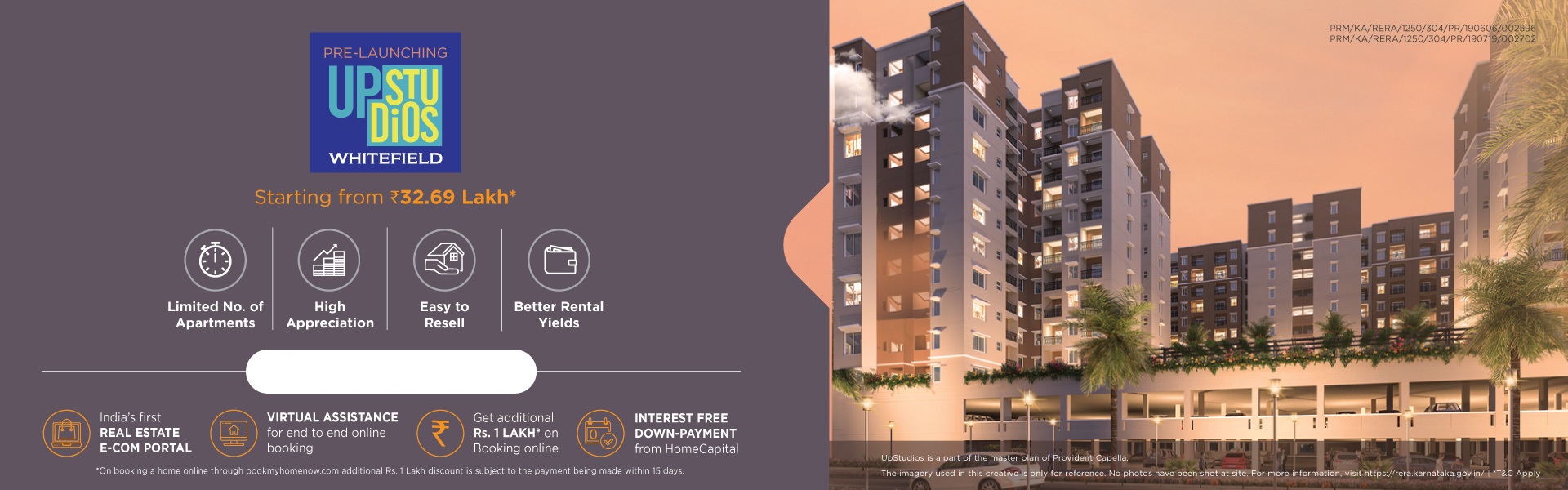 Pre-launching price Rs 32.69 Lac at Provident Upstudios, Bangalore Update