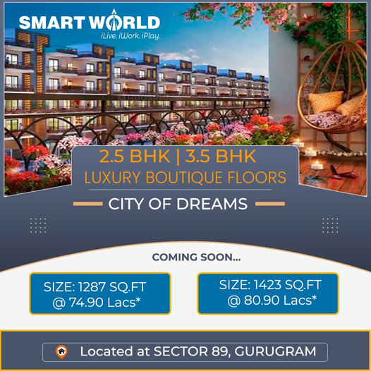 2/3 BHK Luxury Boutique Floorrs @ Rs 74.90 Lacs* in SECTOR 89 Gurgaon