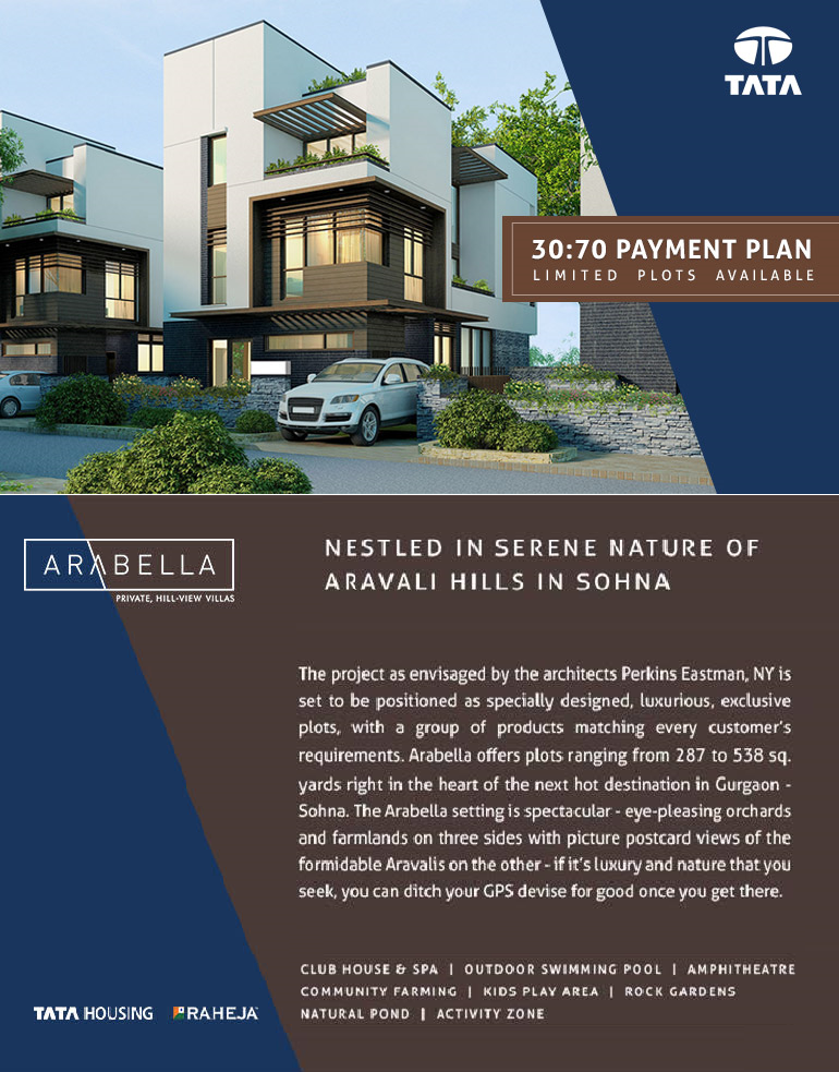 30:70 Payment Plan available in Tata Arabella Plots in Sohna