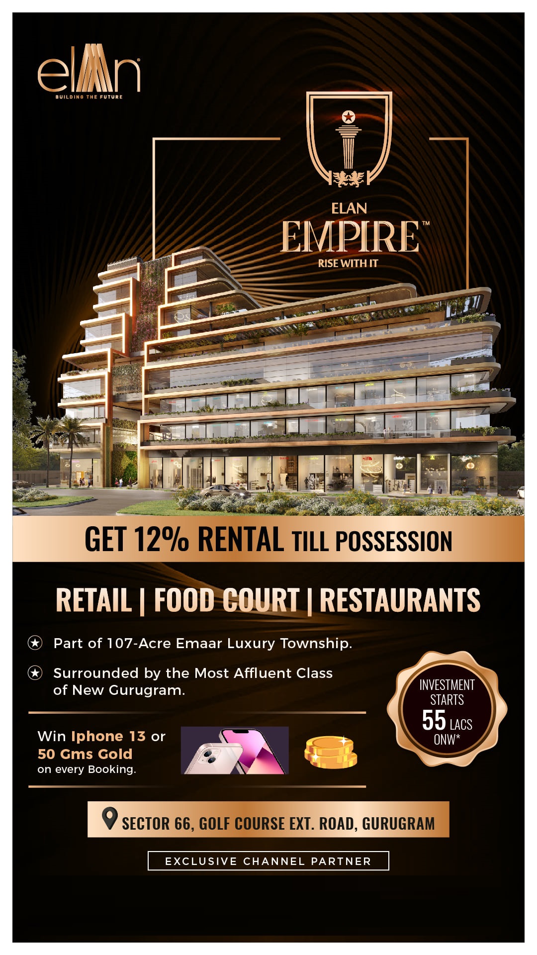 Get 12% rentals till possession at Elan Empire in Sector 66, Gurgaon