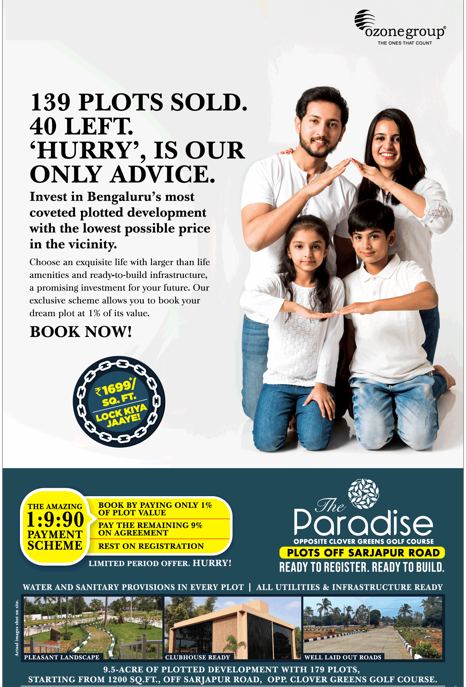 The amazing 1:9:90 payment scheme at Ozone The Paradise in Bangalore