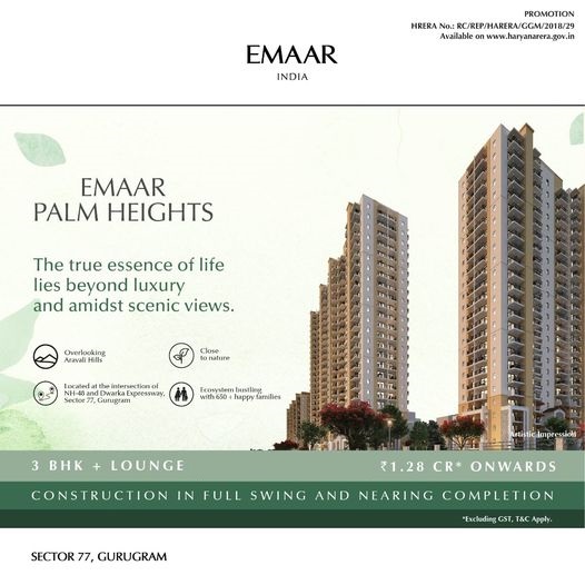 Construction in full swing at Emaar Palm Heights, Gurgaon
