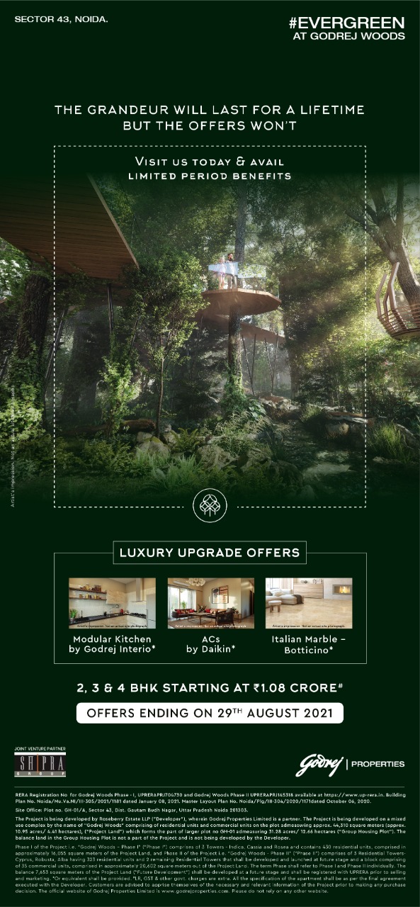 Book 2, 3 and 4 BHK starting Rs 1.08 Cr at Godrej Woods in Noida