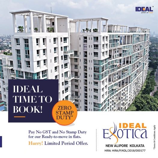 Pay no GST and no stamp duty for our ready-to-move in flats at Ideal Exotica in Kolkata