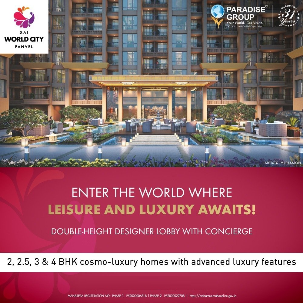 Book 2, 2.5, 3 & 4 BHK cosmo-luxury homes with advanced Luxury features at Paradise Sai World Dream in Navi Mumbai