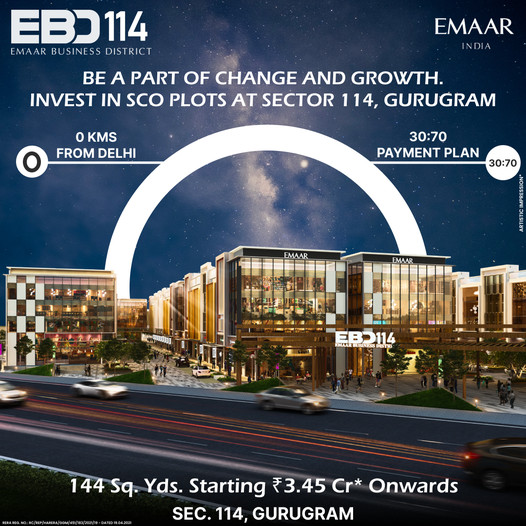 High ROI potential commercial SCO Plots at Emaar EBD 114 in Sector 114, Gurgaon