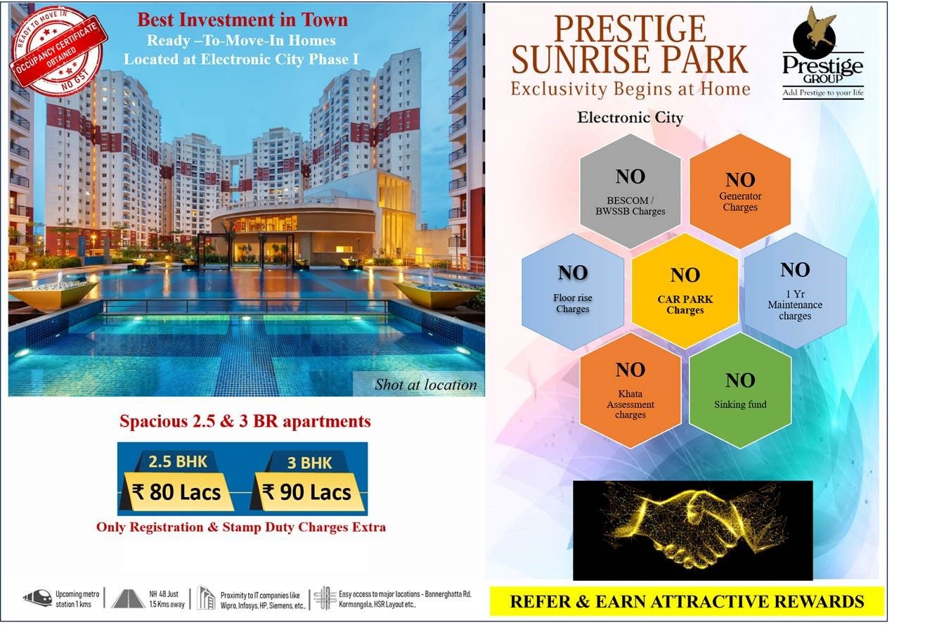 Prestige Sunrise Park - E City- Attractive Referral Program Update