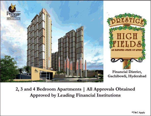 Book 2, 3 and 4 bedroom starting Rs 69 lac at Prestige High Fields in Hyderabad Update