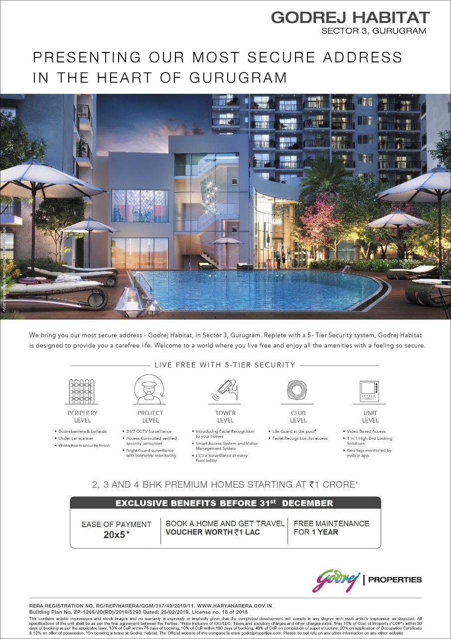 Book 2, 3 and 4 BHK premium homes starting at Rs 1 Cr at Godrej Habitat, Gurgaon Update