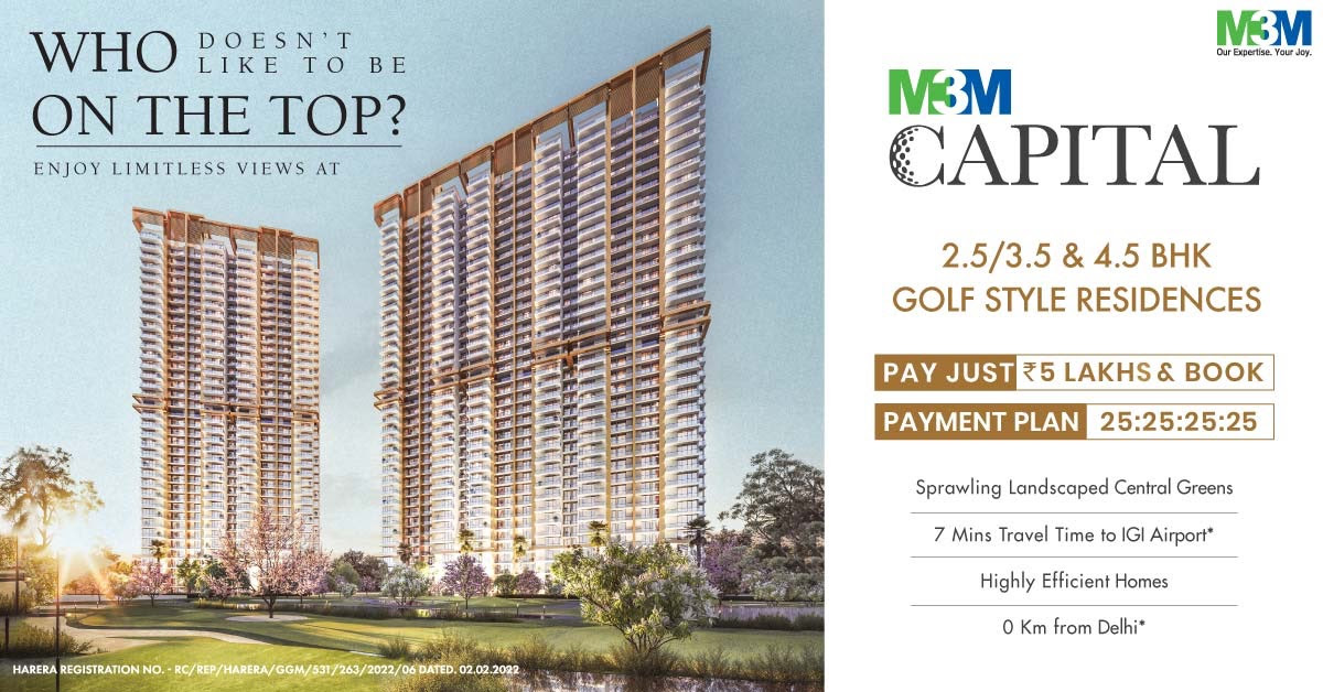 Pay just Rs 5 Lac and book your home at M3M Capital in Sector 113, Gurgaon