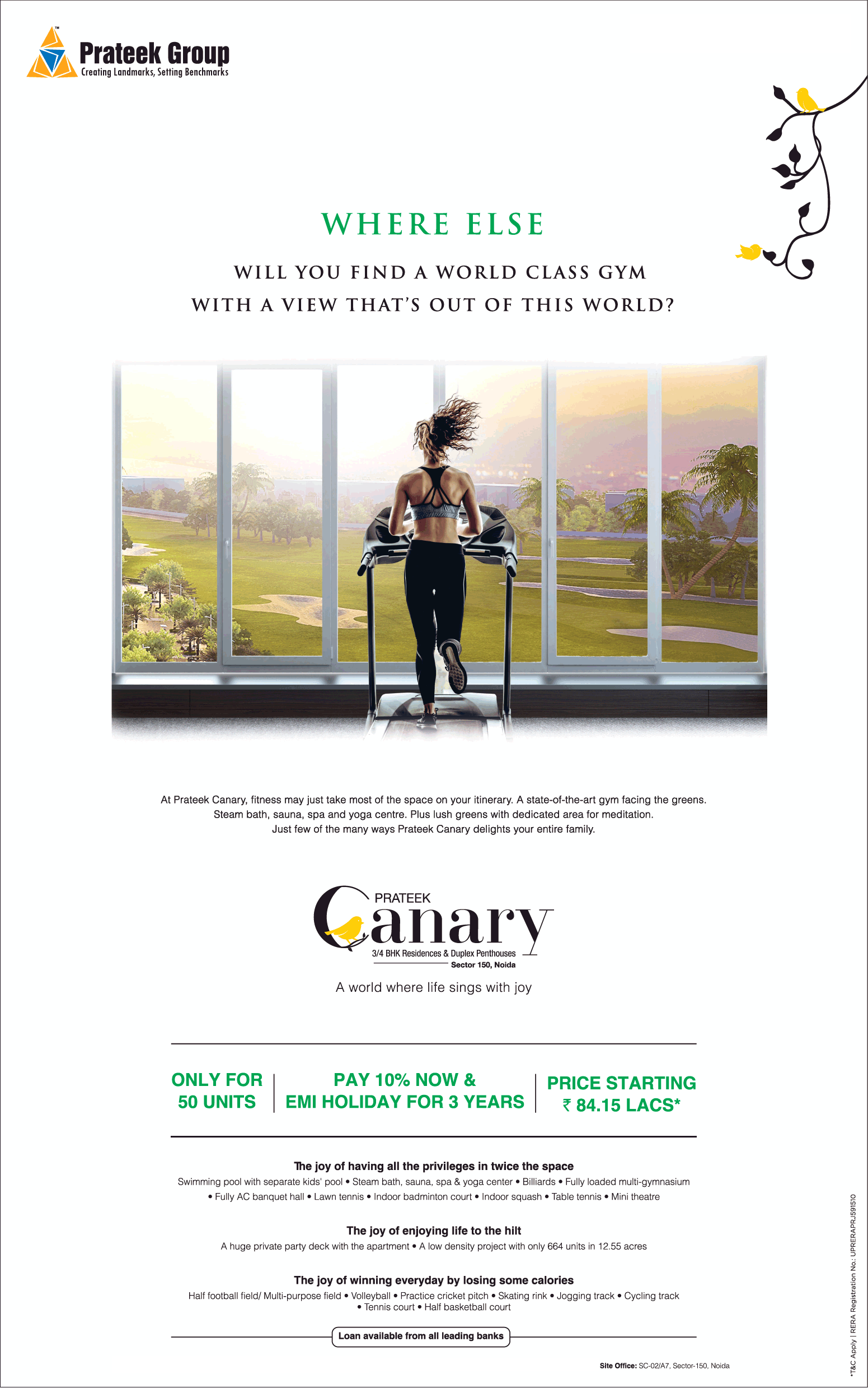 3 and 4 BHK residences and duplex penthouses at Prateek Canary, Noida