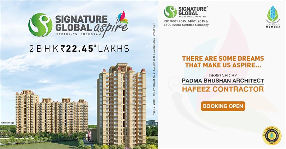 Booking open at Signature Global Aspire in Sector 95, Gurgaon Update
