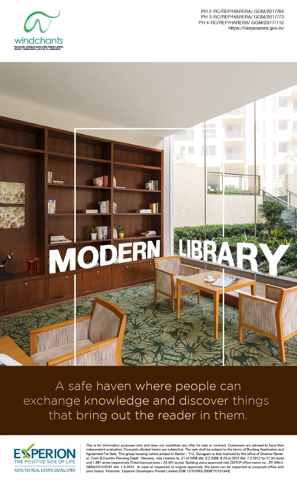 Experion Windchants presenting modern library in Sector 11, Gurgaon