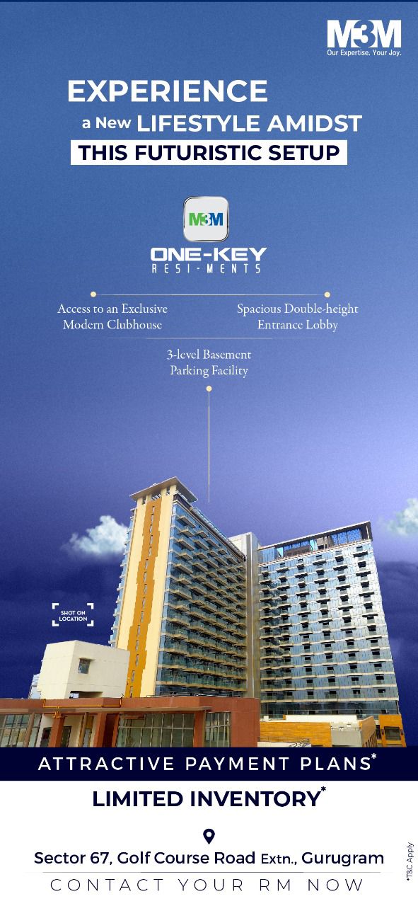 Attractive payment plan and limited inventory at M3M One Key Resiments, Gurgaon