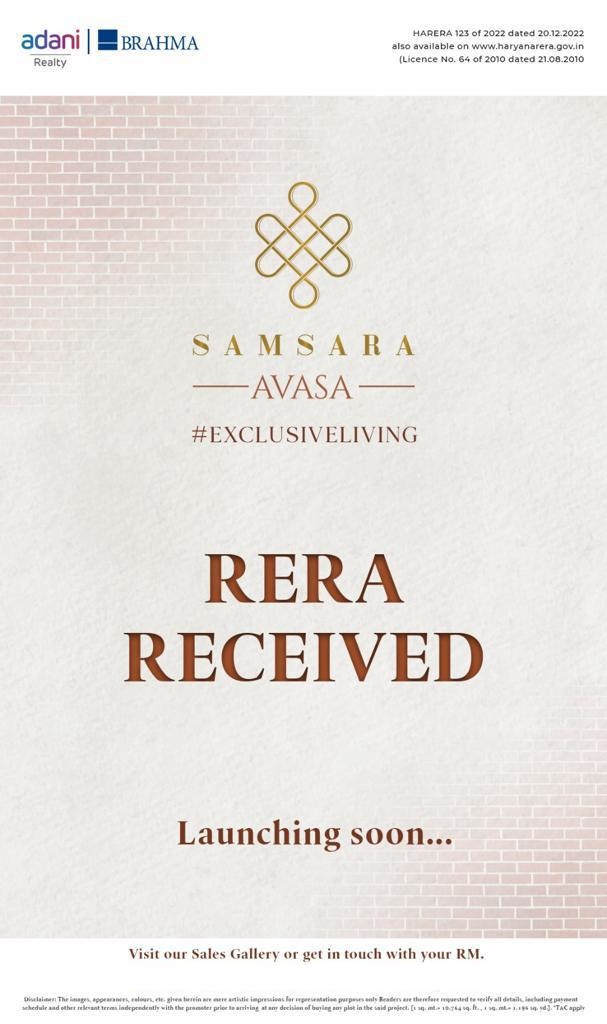 RERA Received at Adani Samsara Vilasa in Sector 63, Gurgaon