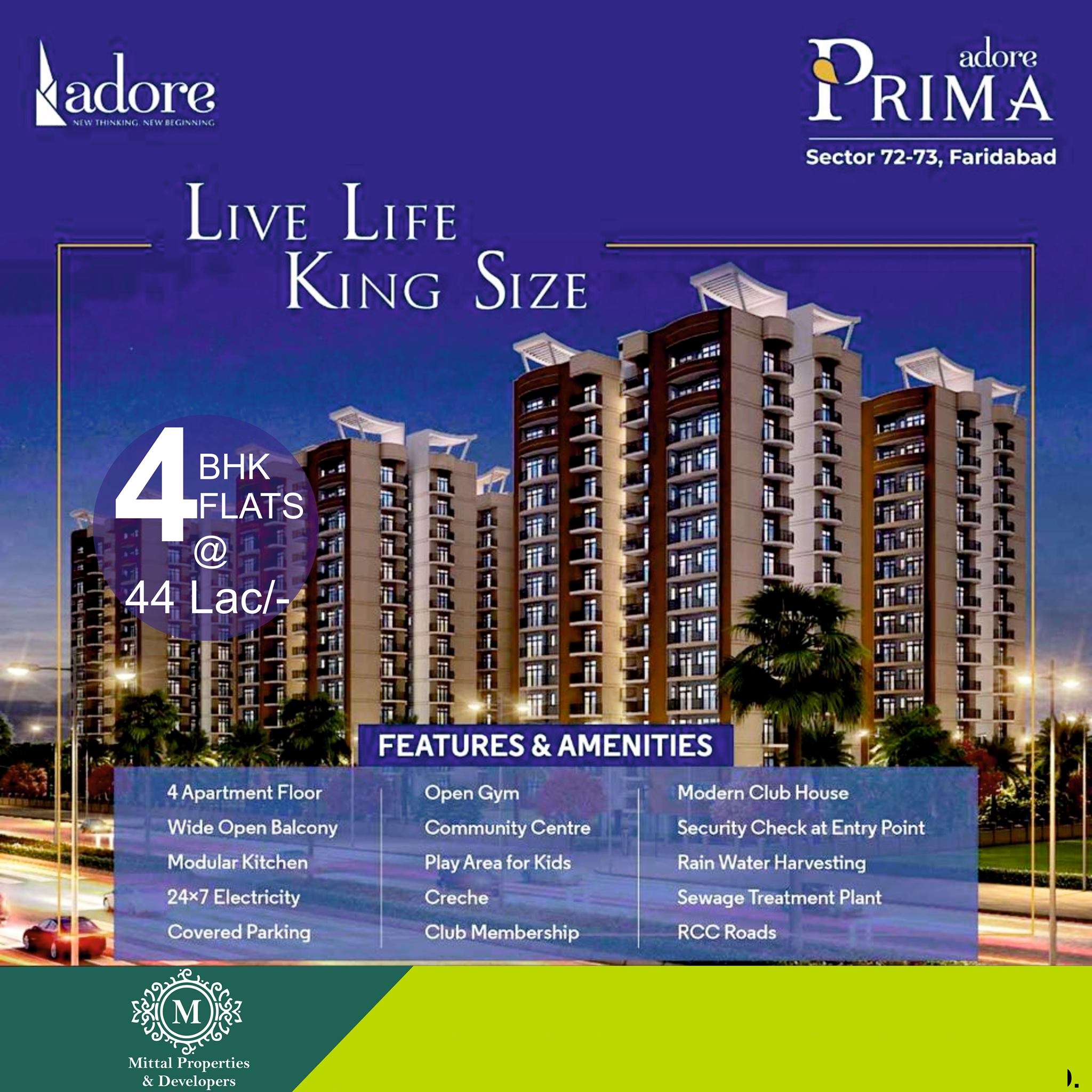 Live life king size 4 BHK Rs 44 Lac at Adore Prima, Sector 72, Faridabad