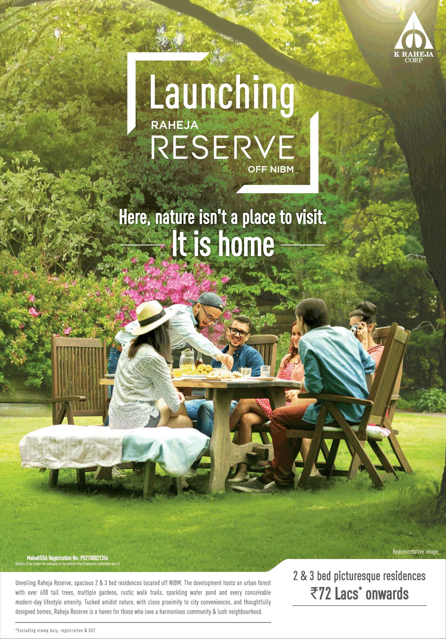 Book 2 & 3 Bed picturesque residences Rs 72 Lacs at Raheja Reserve in Pune