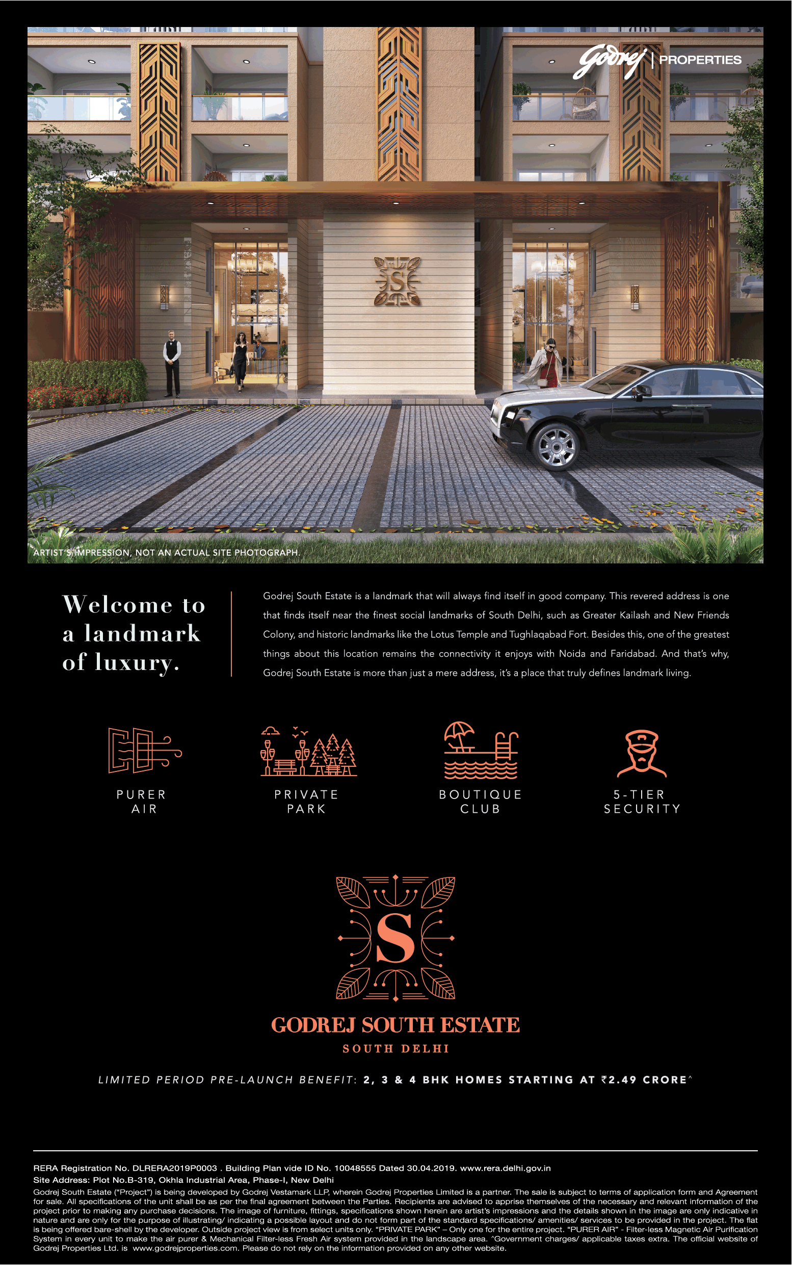 Book 2, 3 & 4 BHK homes Rs 2.49 Cr at Godrej South Estate in New Delhi