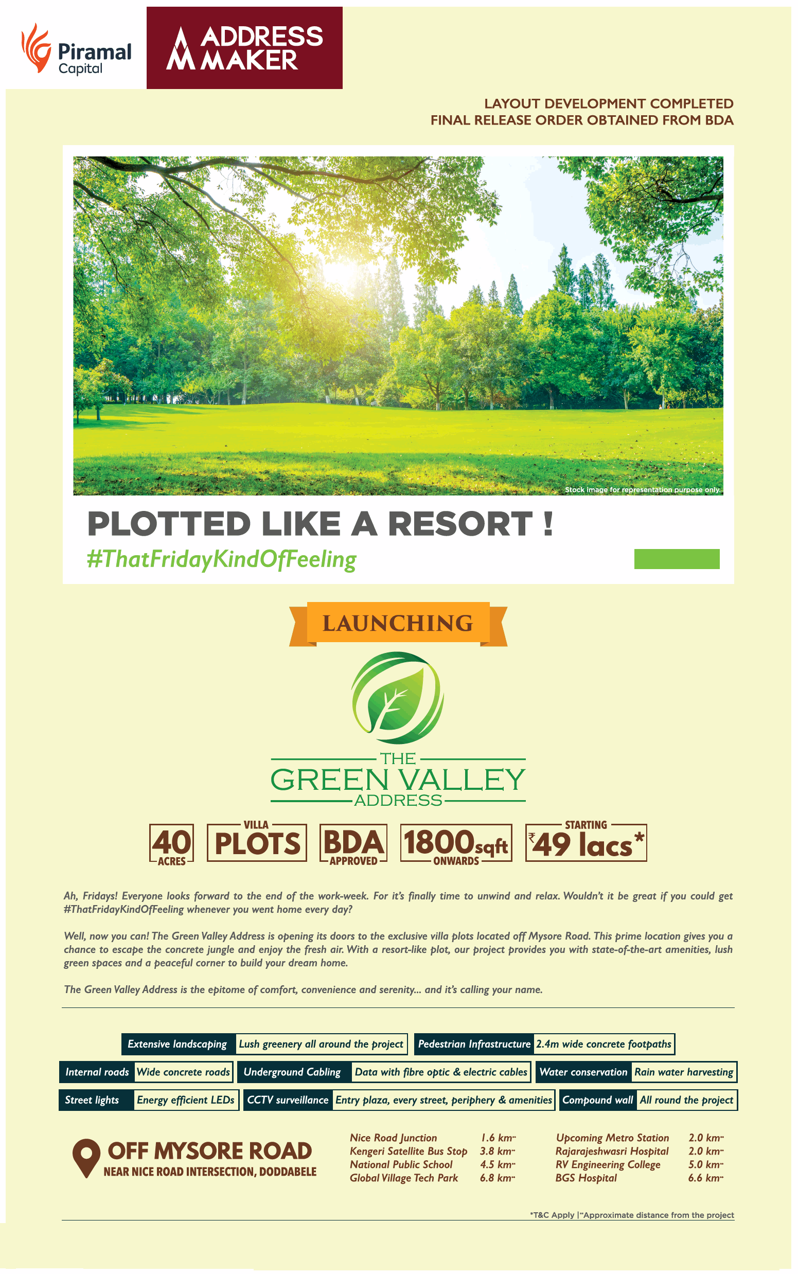 Villa plots starting Rs 49 Lakh at The Address Maker Green Valley in Bangalore