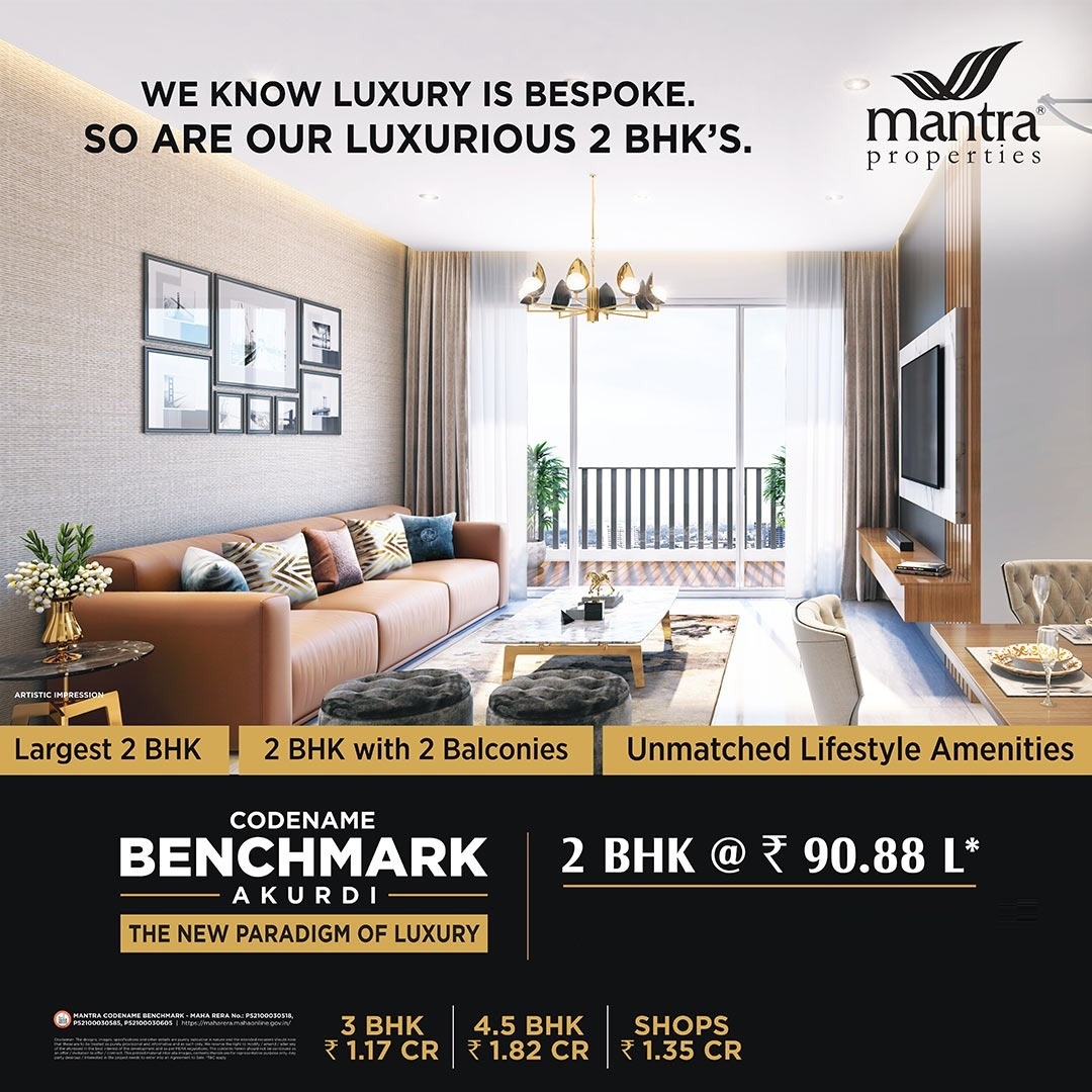 We know luxury is bespoke. so are our luxurious 2 BHK at Mantra Codename Benchmark in Akrudi, Pune