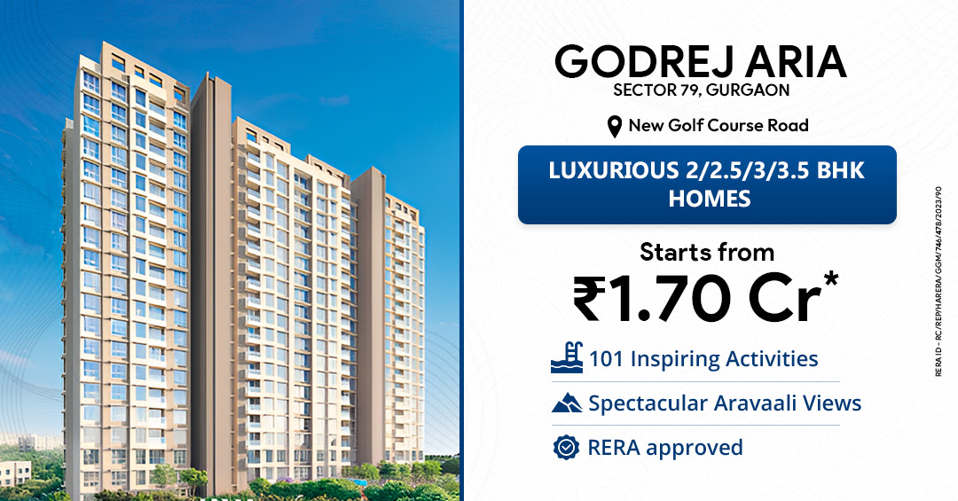 Luxurious 2, 2.5, 3 & 3.5 BHK homes starting Rs 1.7 Cr onwards at Godrej Aria in Gurgaon