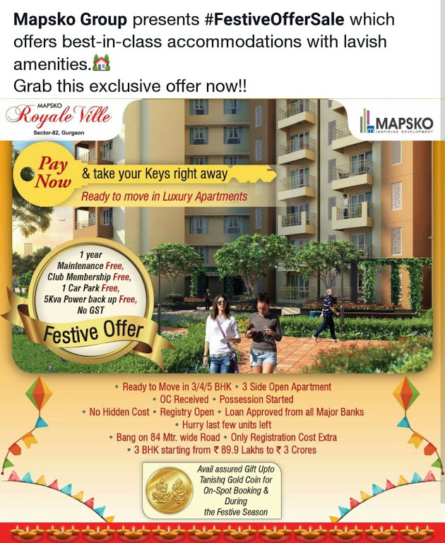 Mapsko Group presents festive offer sale with best-in-class accommodations & lavish amenities at Mapsko Royale Ville in Gurgaon