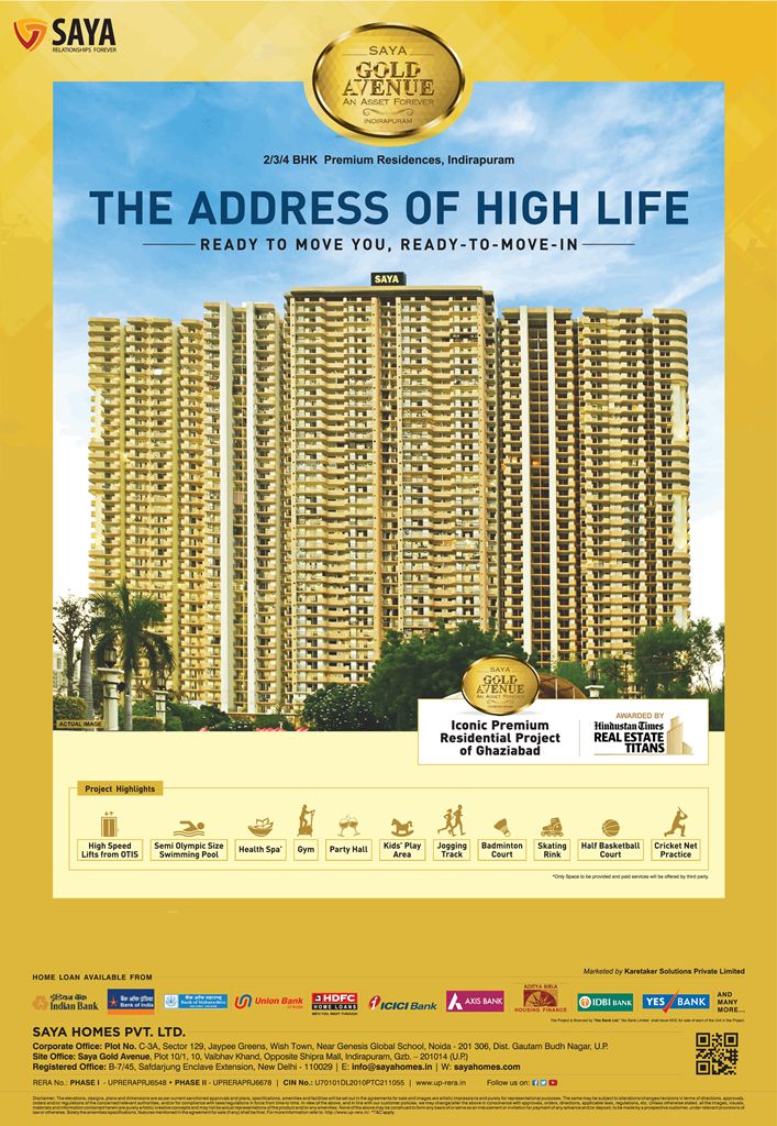 Ready-to-move-in at Saya Gold Avenue in Ghaziabad