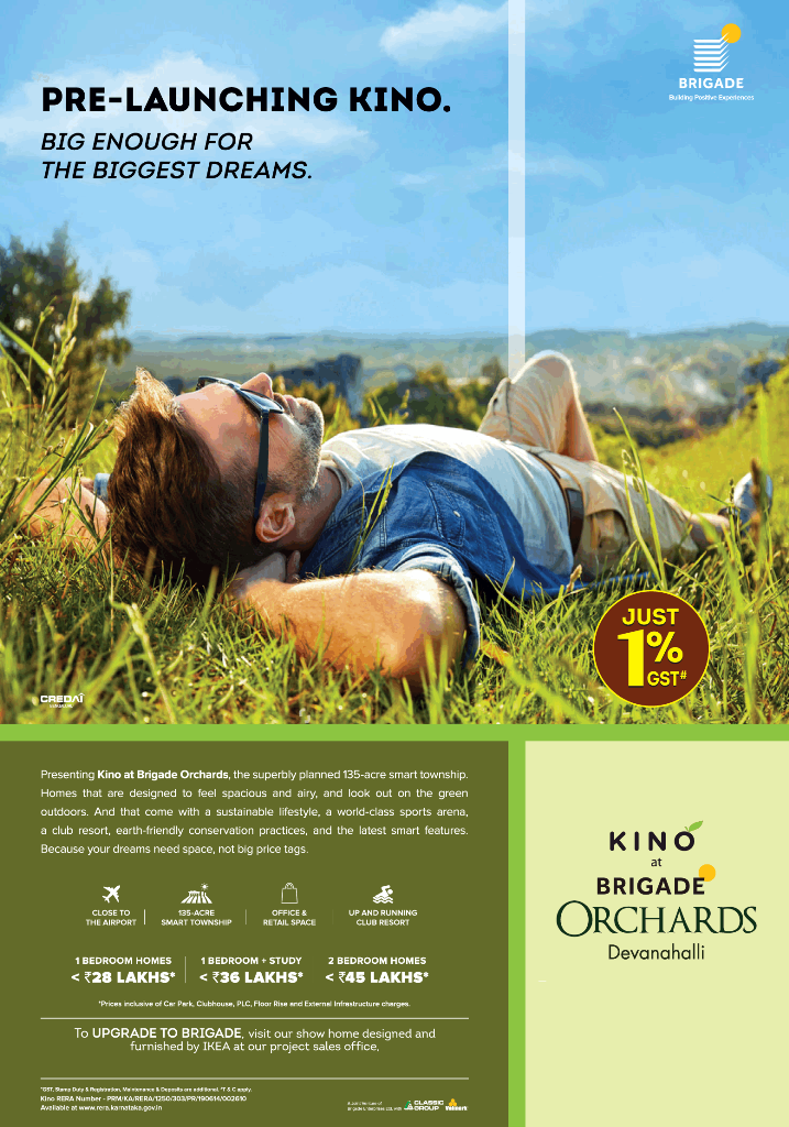 Just 1% GST at Brigade Orchards in Devanahalli, Bangalore